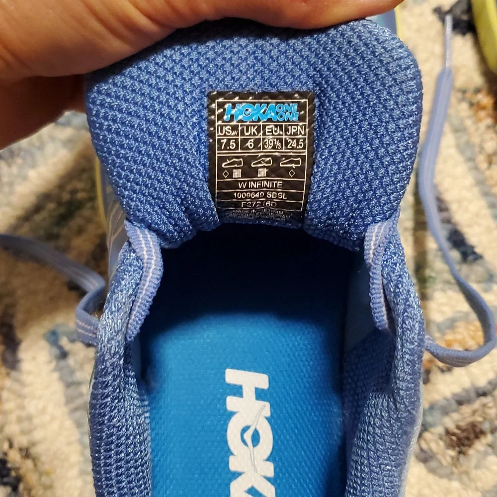 Hoka One One Blue Yellow Running Shoes | Size 7.5 - Picture 6 of 8